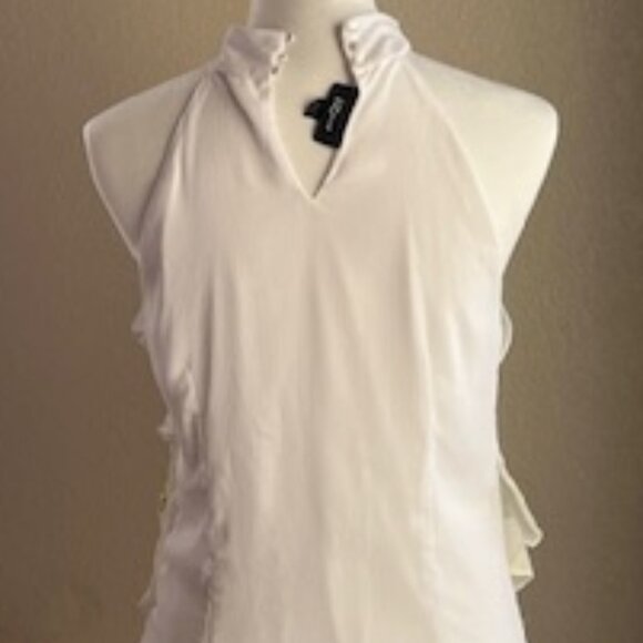 IZ Byer Large sleeveless halter top. Vibrant turquoise, blue, yellow, black. - Picture 4 of 5